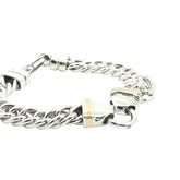 Sterling Silver / 14k Yellow Gold 37.5 gram Flat Link Bracelet 9mm 7"inch